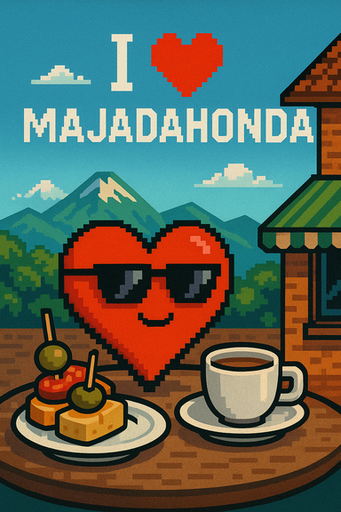 MAJA Heart - Blue pixel art heart representing Majadahonda pride
